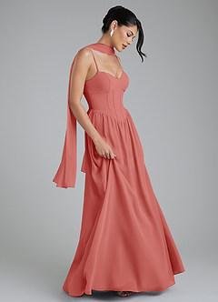 Azazie Alisha Robes de demoiselle d'honneur Robe Trapèze en Mousseline de soie Corset Antique Rose image6