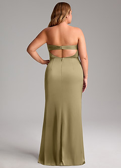 Azazie Leonis Bridesmaid Dresses Moss Green Mermaid Pleated Stretch Satin Convertible Dress image10