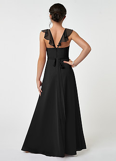 Azazie Emily Junior Black A-Line Ruched Chiffon Dress image2