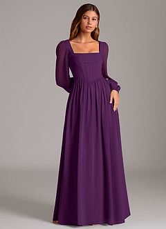 Azazie Maree Bridesmaid Dresses Grape A-Line Corset Chiffon Dress image4