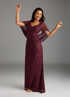 Azazie Lulu Mother of the Bride Dresses Cabernet Mermaid V-Neck Sequins Chiffon Dress image3