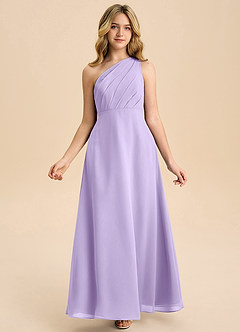 Azazie Phaedra Junior Vestido de Lila de Gasa de Corte en A con Plisado image7