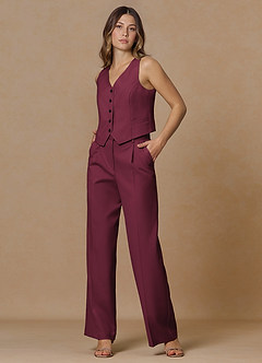 front Rowan Borgoña Traje de dos piezas de alto rendimiento con tejido refinado