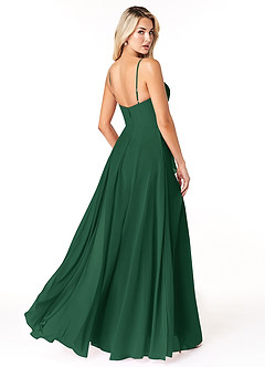 Azazie Emerald Bridesmaid Dresses Dark Green A-Line Ruffled Chiffon Dress image3