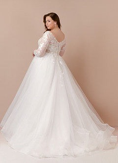 Azazie Freya Abiti da Sposa Abito A-Line in Tulle Lustrini Diamante Bianco Nudo image10