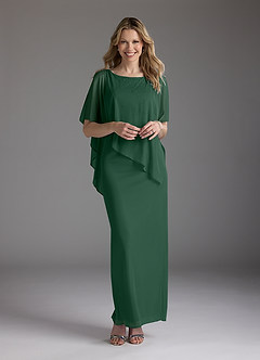 Azazie Aspyn Abiti per la Madre della Sposa Abito Tubino in Maglia Perline Verde Scuro image1