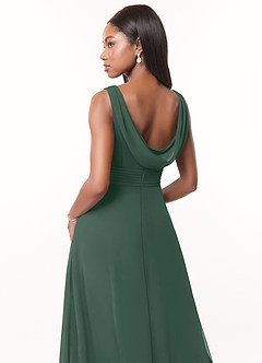 Azazie Karina Bridesmaid Dresses Sea Moss A-Line Pleated Chiffon Dress image4