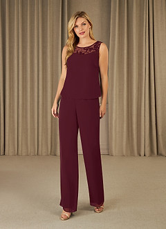 Azazie Maura At-home Try On Dresses Cabernet Jumpsuit/Pantsuit Sequins Chiffon Dress image4