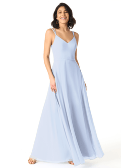 Azazie Janine Robes de demoiselle d'honneur Robe Trapèze en Mousseline de soie Col en V Eis image1