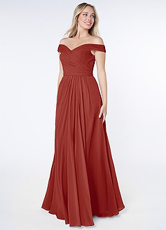 Azazie Audrianna Abiti da Damigella Abito Convertibile A-Line in Chiffon Riunioni a spalle scoperte Terracotta image3