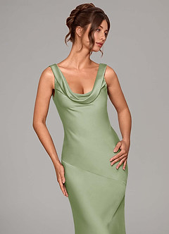 Azazie Rylina Bridesmaid Dresses Dusty Sage Mermaid Stretch Satin Dress image6