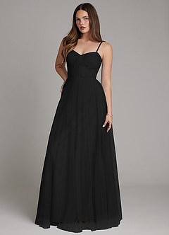 Azazie Teagan Bridesmaid Dresses Black A-Line Sweetheart Neckline Tulle Dress image4