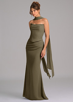 Azazie Sorrel Bridesmaid Dresses Willow Green Mermaid Corset Chiffon Dress image5