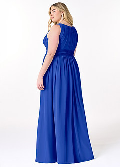 Azazie Harper Bridesmaid Dresses Royal Blue A-Line Pleated Chiffon Dress image7