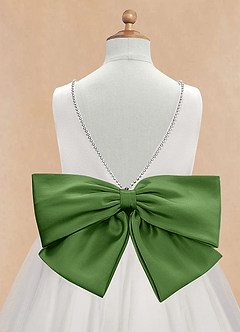 Azazie Seline Flower Girl Dresses Ivory Basil A-Line Bow Tulle Dress image9