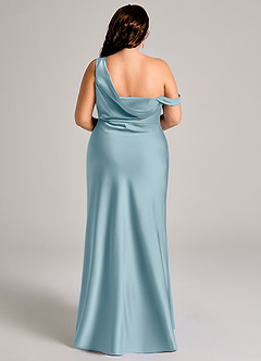Azazie Madelyn Bridesmaid Dresses Moody Blue Mermaid One Shoulder Stretch Satin Convertible Dress image16