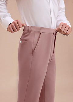front Ethan Dusty Rose Refined Weave Dress Pants