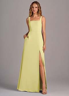 Azazie Debra Bridesmaid Dresses Lemon Sorbet A-Line with Pockets Chiffon Convertible Dress image5