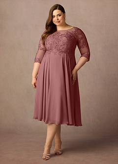 Azazie Marge Mother of the Bride Dresses Desert Rose A-Line Scoop Lace Chiffon Dress image6