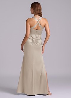 Azazie Amelie Suknie dla druhen Linia A Pofałdowany Satyna elastyczna Do ziemi Sukienka image7