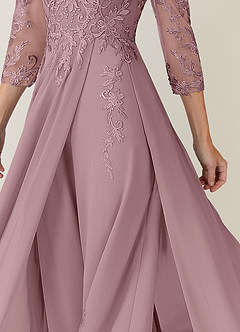 Azazie Noella Abiti per la Madre della Sposa Abito A-Line in Chiffon con Scollo a V in Pizzo Rosa Polverosa image7
