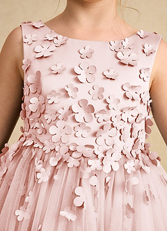 Azazie Lana Flower Girl Dresses Blushing Pink A-Line Sleeveless Matte Satin Dress image6