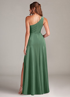 Azazie Brooke Bridesmaid Dresses Eucalyptus A-Line One Shoulder Velvet Dress image5
