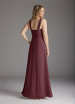 Azazie Weisz Mother of the Bride Dresses Sangria A-Line Square Neckline Pleated Chiffon Dress image5