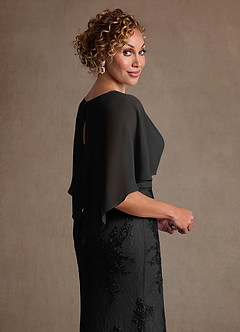 Azazie Amrita Mother of the Bride Dresses Black Mermaid Lace Chiffon Dress image6