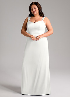 Azazie Denice Suknie dla druhen Osłona Pofałdowany Satyna elastyczna Do ziemi Sukienka image6