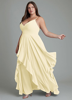Azazie Zaina Bridesmaid Dresses Lemon Sorbet A-Line Chiffon Dress image10