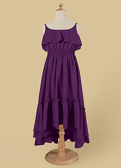Azazie Karmen Flower Girl Dresses Grape A-Line Ruched Chiffon Dress image6