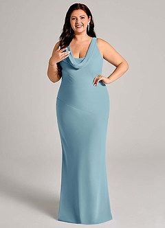 Azazie Rylina Bridesmaid Dresses Moody Blue Mermaid Pleated Chiffon Dress image10