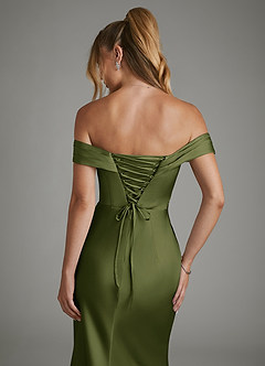 Azazie Hayden Robes de demoiselle d'honneur Robe Sirène en Satin extensible Corset Olive image7