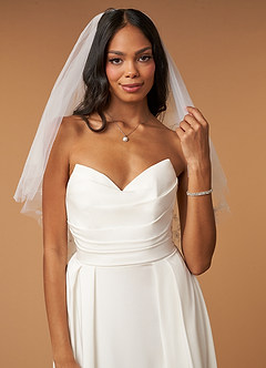 front Rose Lace Elbow Length Veil With Blusher