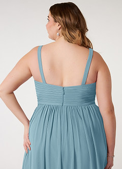 Azazie Chanel Bridesmaid Dresses Moody Blue A-Line Pleated Chiffon Dress image11