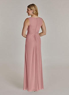 Azazie Manuella Final Sale Cabernet A-Line V-Neck Pleated Chiffon Dress image6