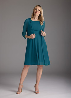 Azazie Sunny Abiti per la Madre della Sposa Abito A-Line in Maglia Plissettato Blu Inchiostro image2