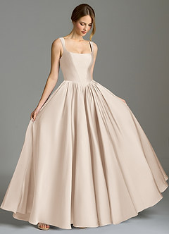 Azazie Verina Bridesmaid Dresses White Alabaster A-Line Pleated Stretch Satin Dress image5