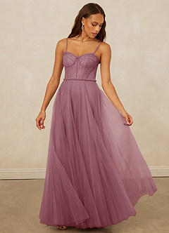 Christian Siriano Bridal for Azazie 1015 Final Sale Vintage Mauve A-Line Lace Tulle Dress image1