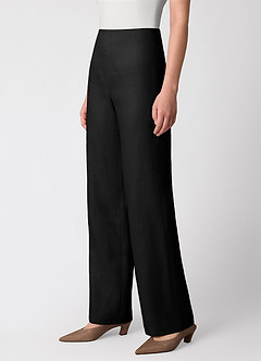 front 100% European Linen Wide-Leg Pants