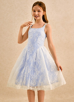 Azazie Cubbie Girls Formal Flower Girl Dresses Ice A-Line Lace Dress image3