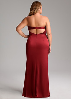 Azazie Leonis Bridesmaid Dresses Scarlet Mermaid Pleated Stretch Satin Convertible Dress image11