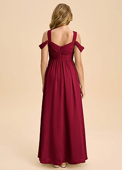 Azazie Lianne Junior Burgundy A-Line Off the Shoulder Chiffon Dress image7