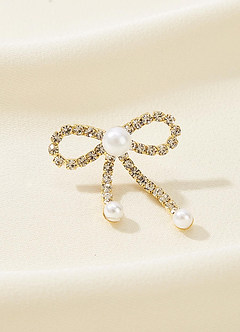 front Ohrringe mit Strass- und Perlenschleife