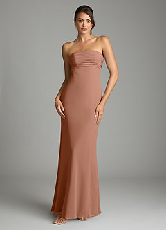 Azazie Saylor Vestidos de damas de honor Vestido de Bronceador de Gasa de Corte Sirena con Sin tirantes image3