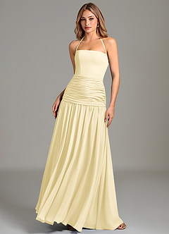 Azazie Vashti Bridesmaid Dresses Lemon Sorbet A-Line Chiffon Dress image1