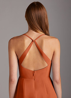 Azazie Manila Vestidos de damas de honor Vestido de Naranja Quemada de Gasa de Corte Recto con Cuello en V image5