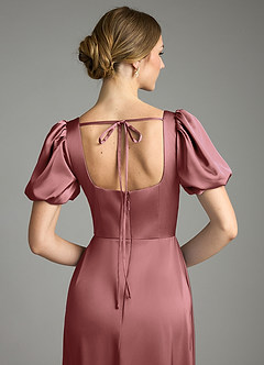 Azazie Fyona Suknie dla druhen Linia A Pofałdowany Satyna elastyczna Do ziemi Sukienka image2