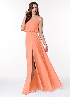 Azazie Lupe Final Sale Sunset A-Line Scoop Blouson Chiffon Dress image3